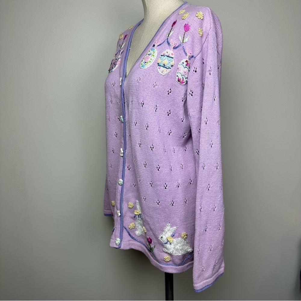 Storybook Knits Eggstravaganza Cardigan with Embroidered Details - Picture 2 of 14